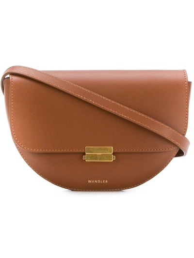 Wandler Anna Embossed Logo Crossbody Bag In Tan