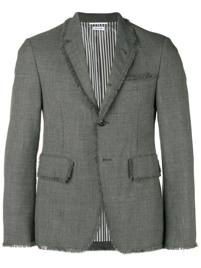 Thom Browne Frayed Edges Sport Coat In Grey