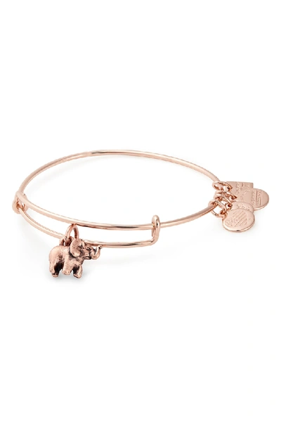 Alex And Ani Charity By Design Elephant Expandable Wire Bangle In Rose Gold