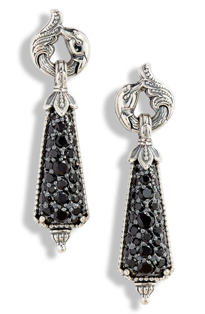 Konstantino Circe Black Spinel Drop Earrings In Silver