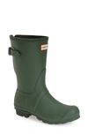 Hunter Original Short Back Adjustable Waterproof Rain Boot In  Green