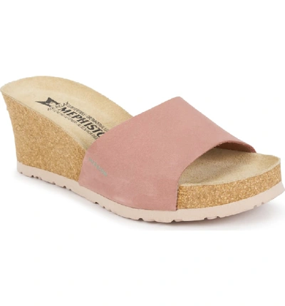 Mephisto Lise Platform Wedge Sandal In Old Pink Nubuck