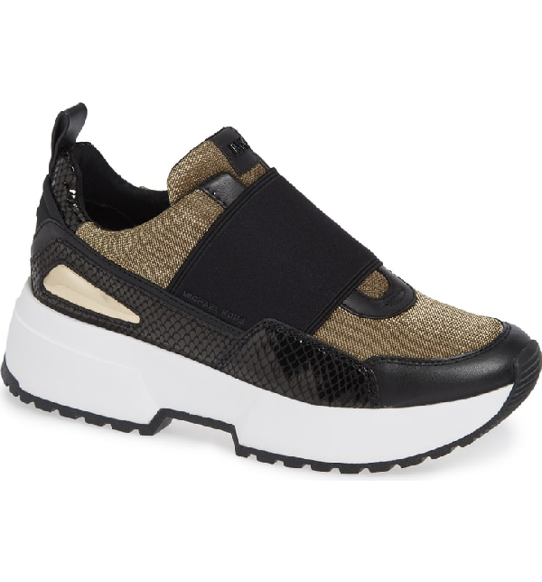 michael kors sneakers black and gold