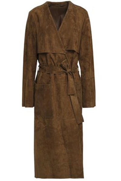 Yves Salomon Woman Suede Coat Brown