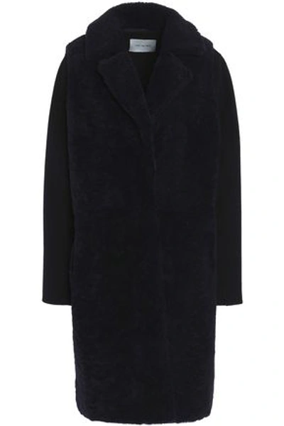 Yves Salomon Woman Reversible Felt-paneled Shearling Coat Midnight Blue