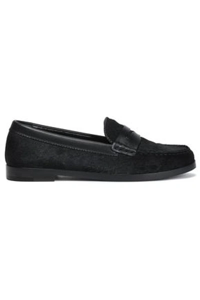 Sergio Rossi Woman Leather-trimmed Calf Hair Loafers Black