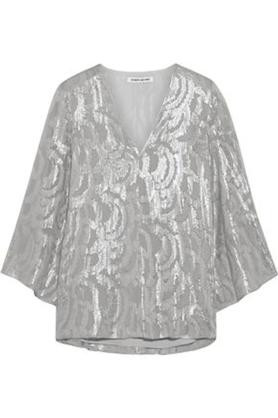 Elizabeth And James Woman Ariel Metallic Fil Coupé Silk-blend Blouse Silver