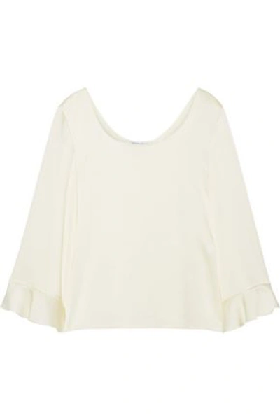 Elizabeth And James Woman Fluted Crepe De Chine Top Ivory