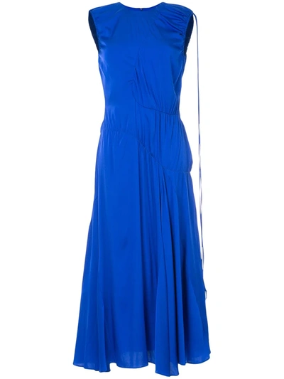 Ellery Oblivion Paneled Silk-blend Satin Midi Dress In Blue