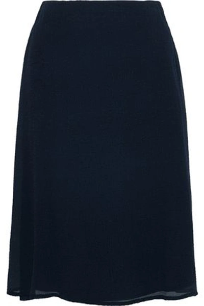 Mansur Gavriel Crinkled Silk-blend Georgette Skirt In Midnight Blue