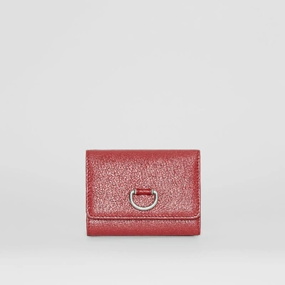 Burberry Small D-ring Leather Wallet In Crimson