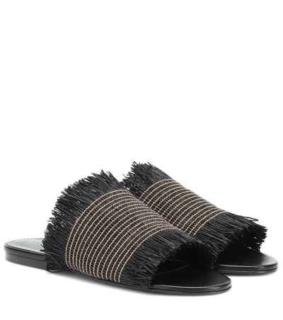 Proenza Schouler Fringe Flat Slides In Black