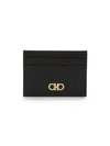 Ferragamo Saffiano Leather Card Holder In Black