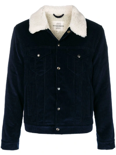 Kent & Curwen Scotney Slim-fit Shearling-trimmed Cotton-corduroy Trucker Jacket - Midnight Blue
