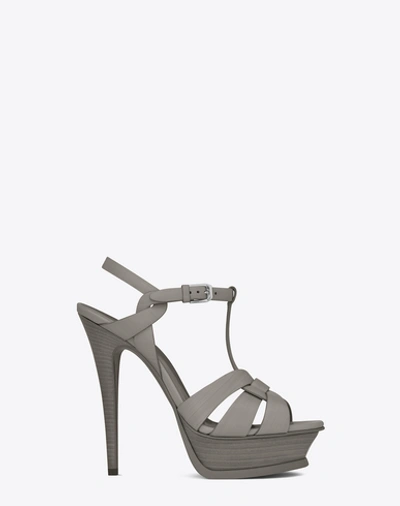 Saint Laurent Classic Tribute 105 Sandal In Pearl Grey Painted Leather ...