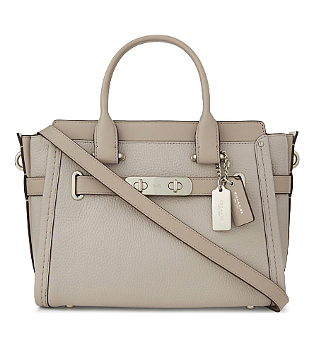 Coach Swagger 27 Pebble Leather Tote In Sv/grey Birch | ModeSens