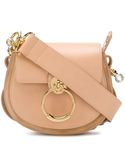 Chloé Tess Small Leather And Suede Shoulder Bag In Neutrals
