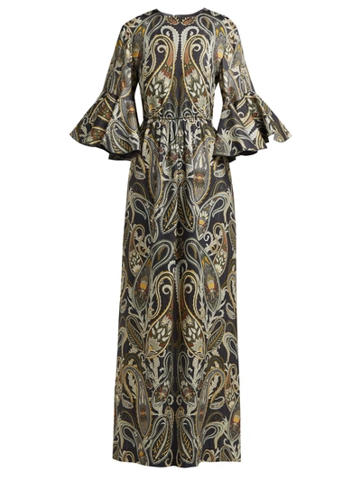 Chloé Paisley Silk-blend Jacquard Maxi Dress In Dark Gray