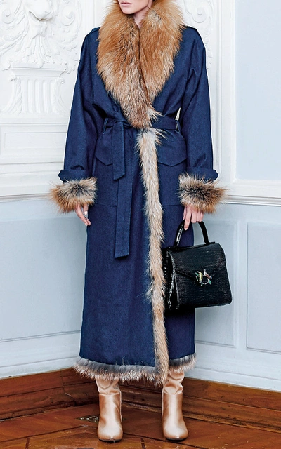 Alena Akhmadullina Denim And Fur Coat In Blue