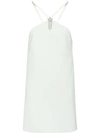 Miu Miu Embellished Halterneck Cady Mini Dress In White
