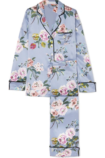 Olivia Von Halle Lila Floral-print Silk-satin Pajama Set