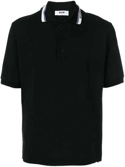 Msgm Short Sleeve Polo Shirt In Black