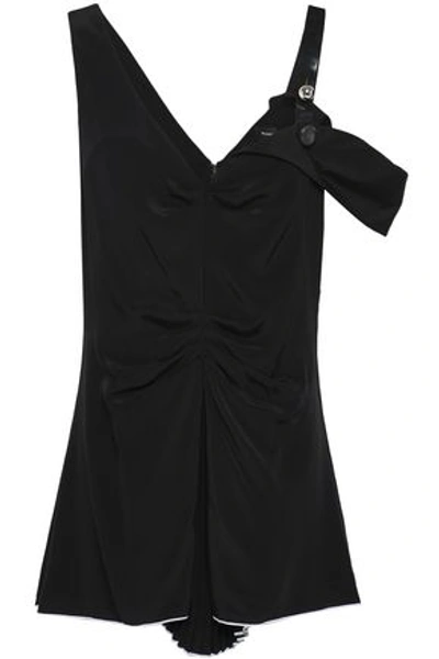 Proenza Schouler Woman Cold-shoulder Shirred Silk Crepe De Chine Top Black