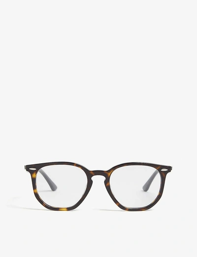 Ray Ban Rb7151 Square-frame Havana Glasses In Brown