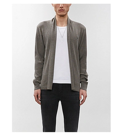 Allsaints Mode Open-front Wool Cardigan In Black