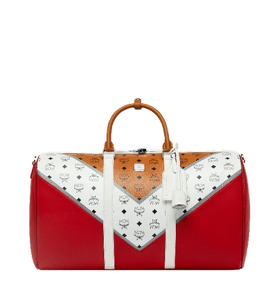MCM Traveler Weekender Visetos M Move Cognac Ruby Red in Coated Canvas with  Silver-tone - US