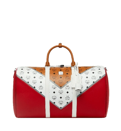 Mcm Traveler Weekender In M Move Visetos In Cognac Ruby Red ModeSens