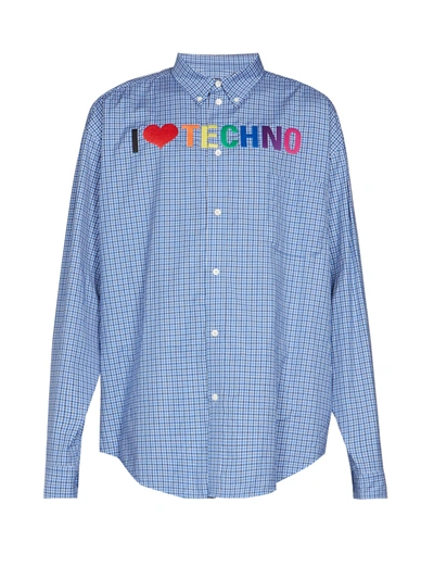 Balenciaga I Love Techno Oversized-fit Cotton-jersey Shirt In Blue
