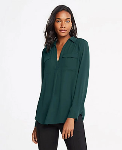 Ann Taylor Petite Camp Shirt In Endearing Green