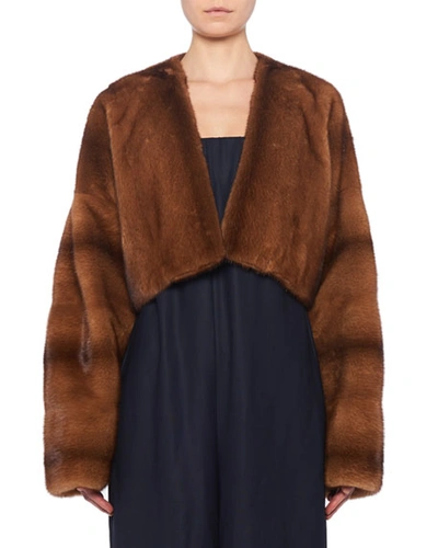 The Row Dan Cropped Mink Fur Jacket In Medium Brown