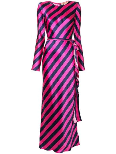 Maggie Marilyn Get 'em Girl Striped Silk-satin Maxi Dress In Pink