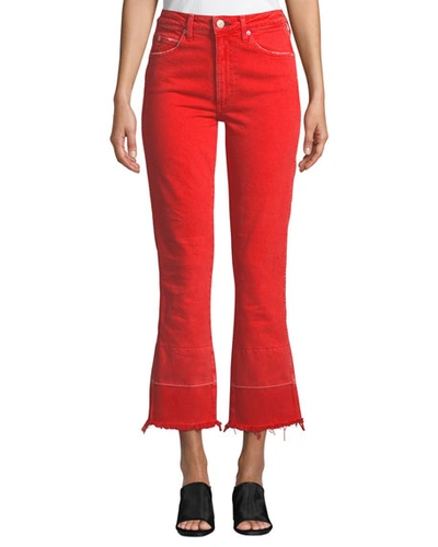 Amo Denim Bella High-rise Flare-leg Jeans With Released Hem In Cayenne