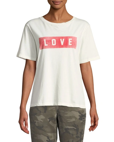 Amo Denim Love Crewneck Boyfriend Tee In Vintage White