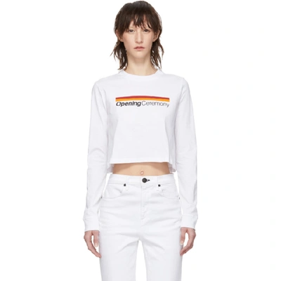 Opening Ceremony Cropped Printed Cotton-jersey Top In White