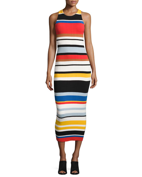 striped knit midi dress