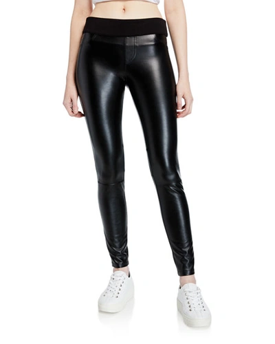 Blanc Noir London Faux-leather Pull-on Pants In Black