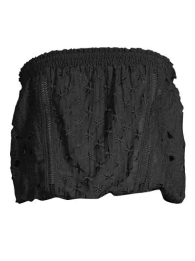 Ramy Brook Nicki Silk-blend Strapless Crop Top In Black