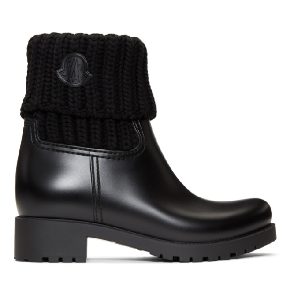 ginette knit cuff leather rain boot