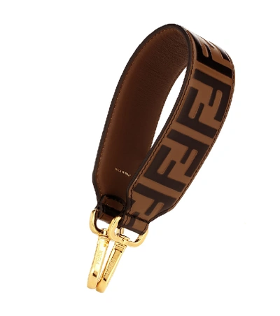 Fendi Mini Strap You Leather Shoulder Strap In Brown