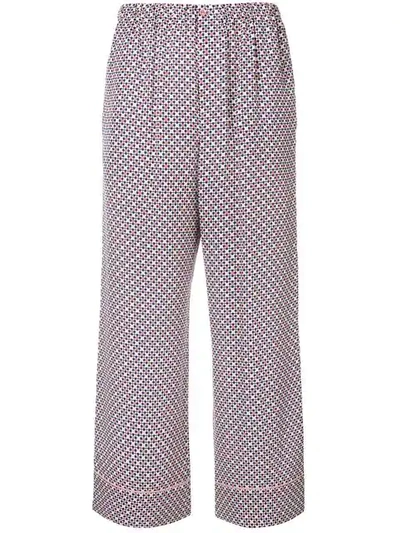 Fendi Cropped Printed Silk-charmeuse Pants In Pink