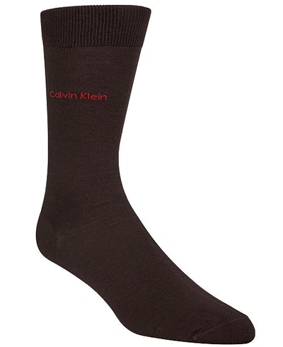 Calvin Klein Men's Giza Cotton Flat Knit Crew Socks In Graphite Heather