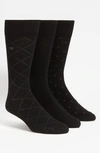 Calvin Klein 3-pack Patterned Socks In Black