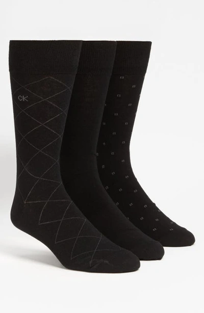 Calvin Klein 3-pack Patterned Socks In Black