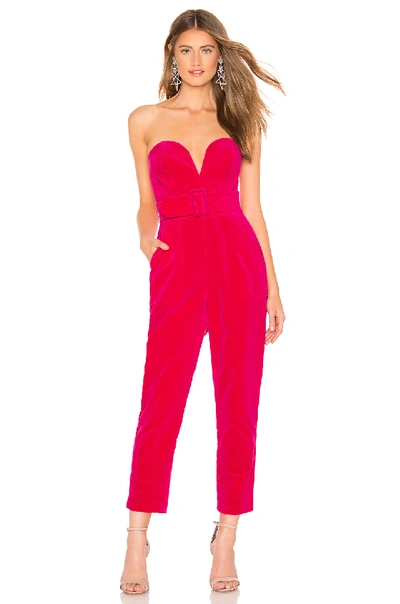 Amanda Uprichard Velvet Cherri Jumpsuit In Hot Pink