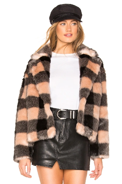 Heartloom Aria Faux Fur Coat In Check