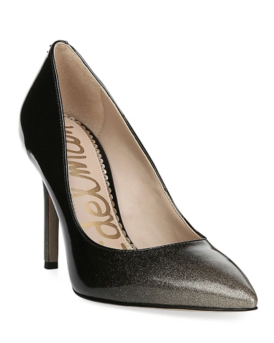 Sam Edelman Women's Hazel Pointed Toe High-heel Pumps In Black/gold Patent Leather